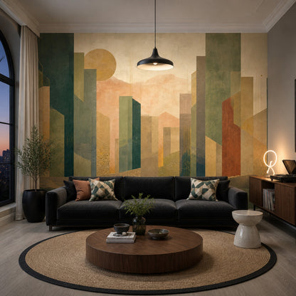 Muted Green Wallpaper Mid Century Modern Wall Mural