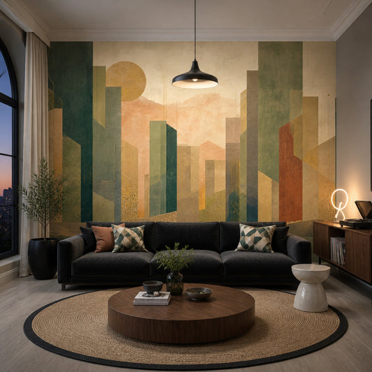 Muted Green Wallpaper Mid Century Modern Wall Mural