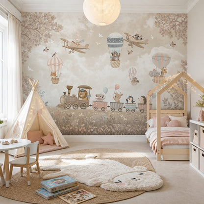 Beige Clouds Wallpaper Pastel Sky Watercolor Removable Wall Decor