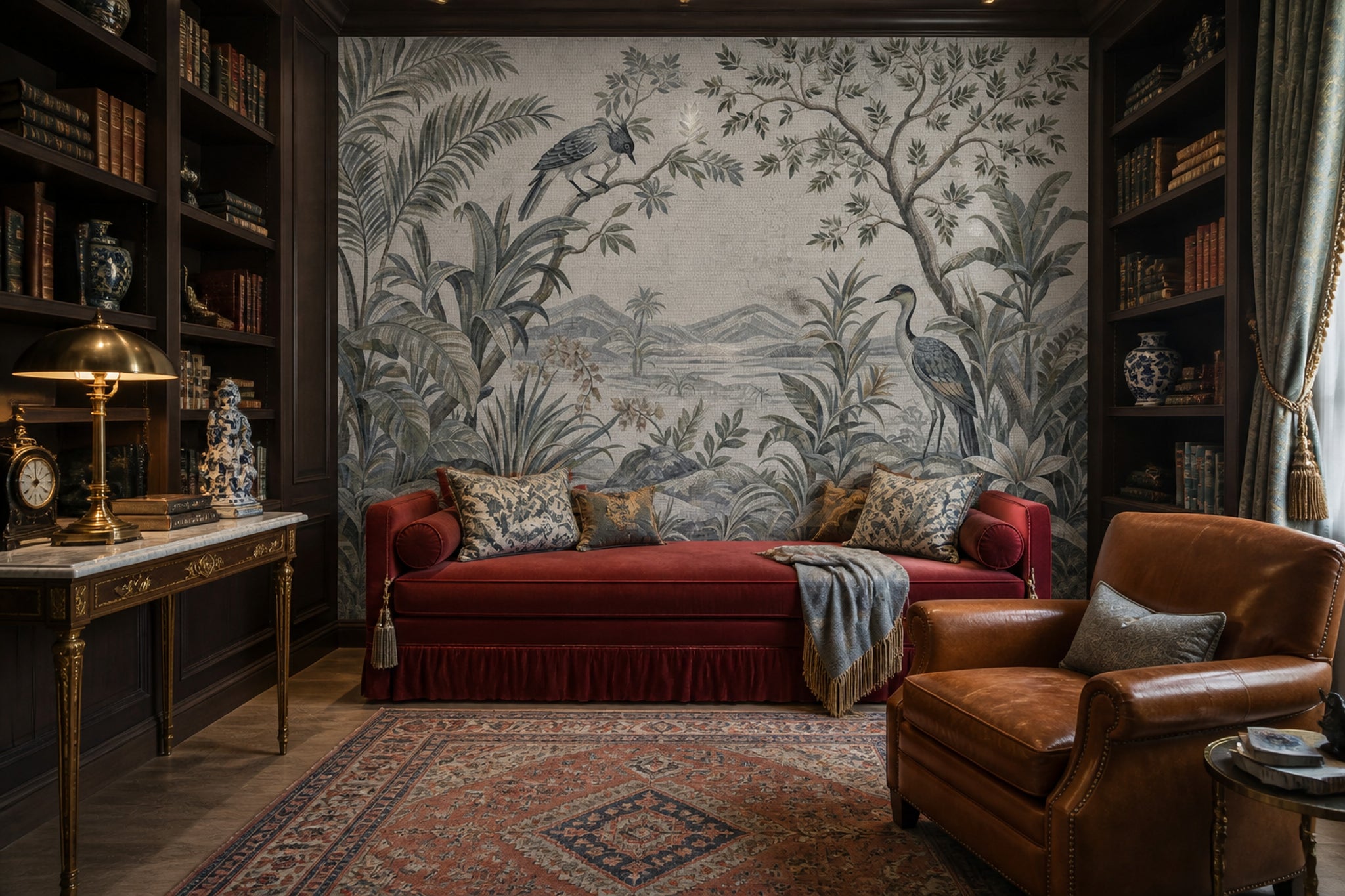 Scenic Landscape Wallpaper Tropical Jungle Removable Botanical Wall Decor