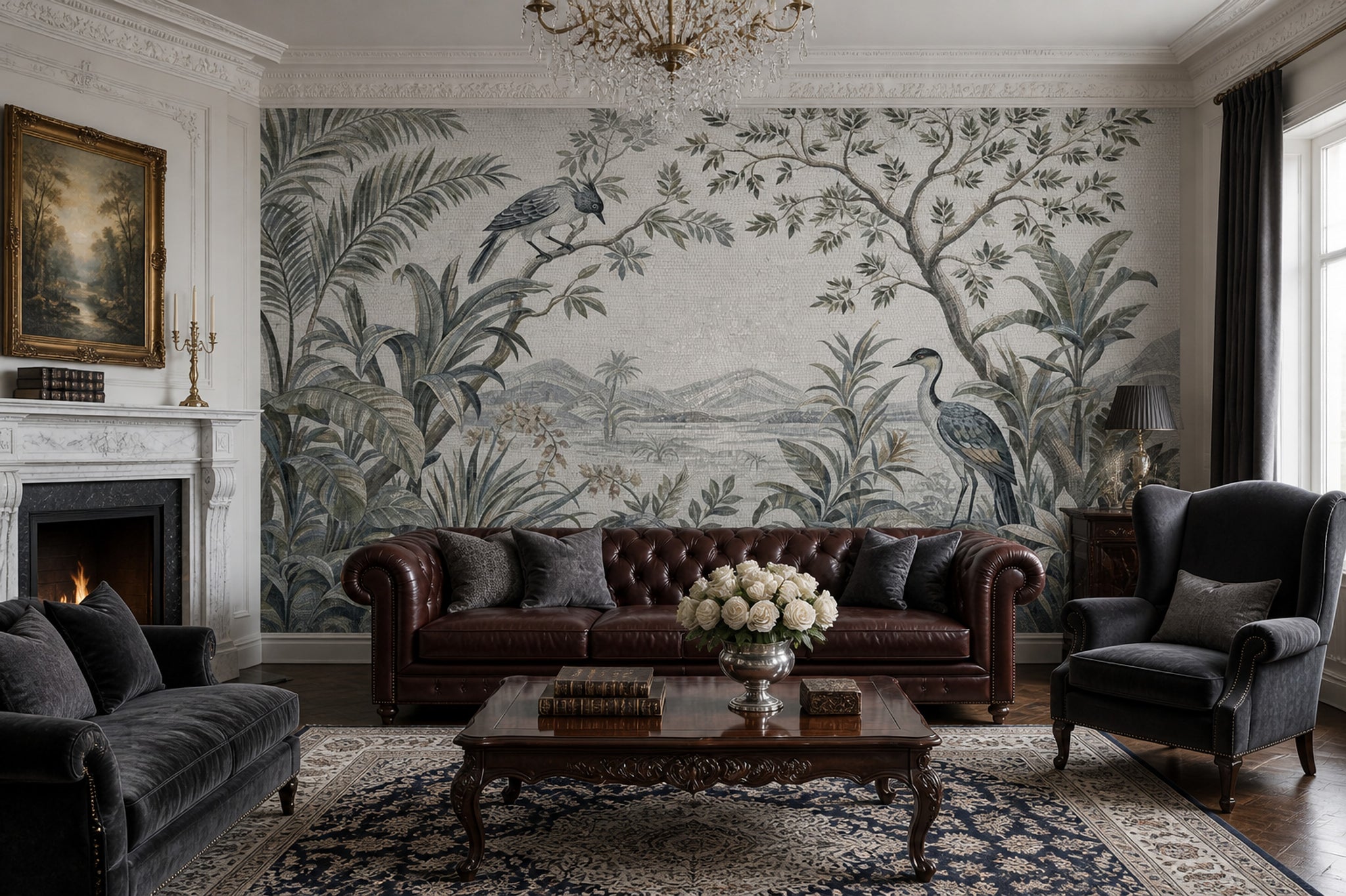 Scenic Landscape Wallpaper Tropical Jungle Removable Botanical Wall Decor