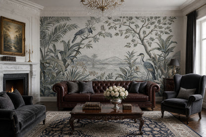 Scenic Landscape Wallpaper Tropical Jungle Removable Botanical Wall Decor