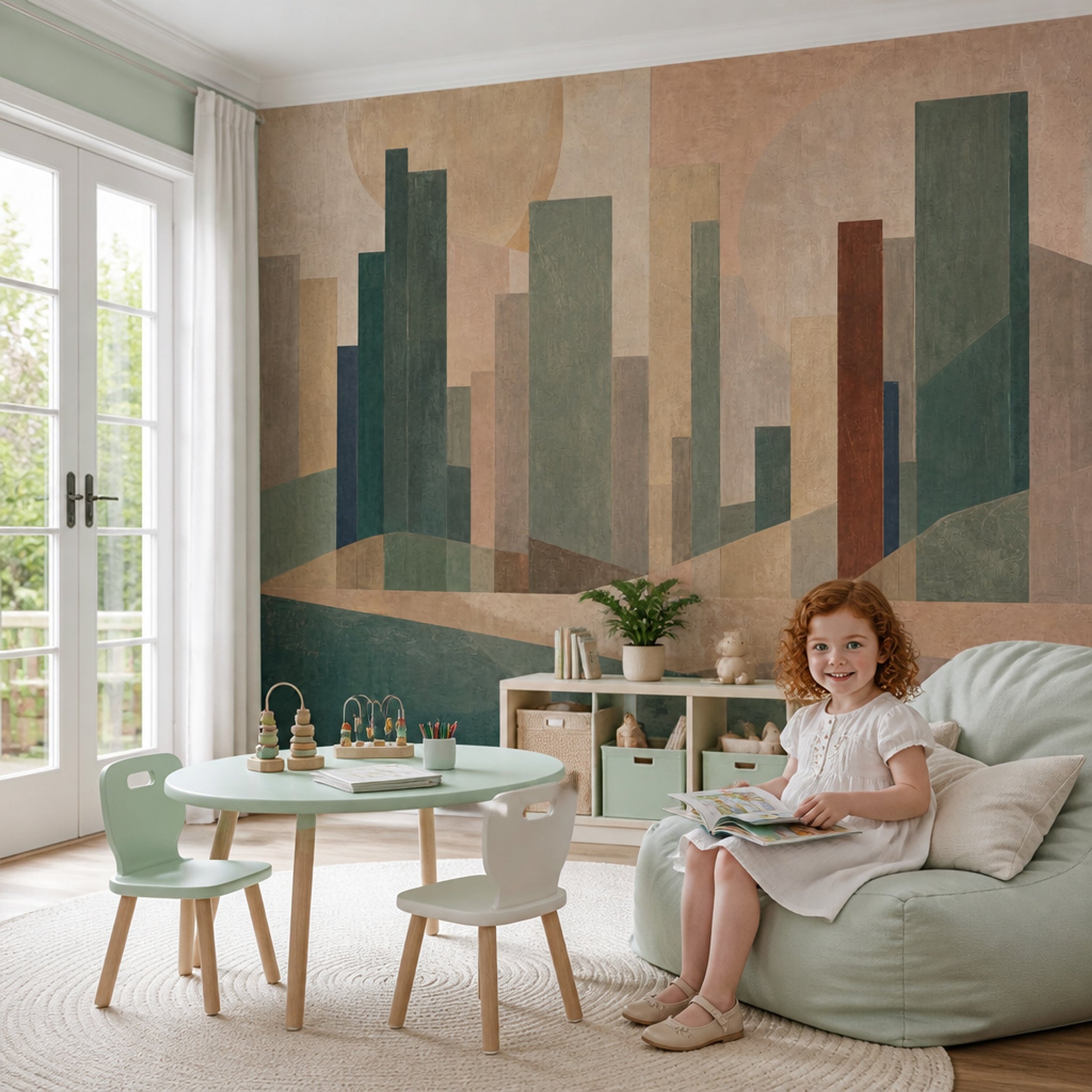 Mid Century Modern Wallpaper Geometric Removable Wall Decor