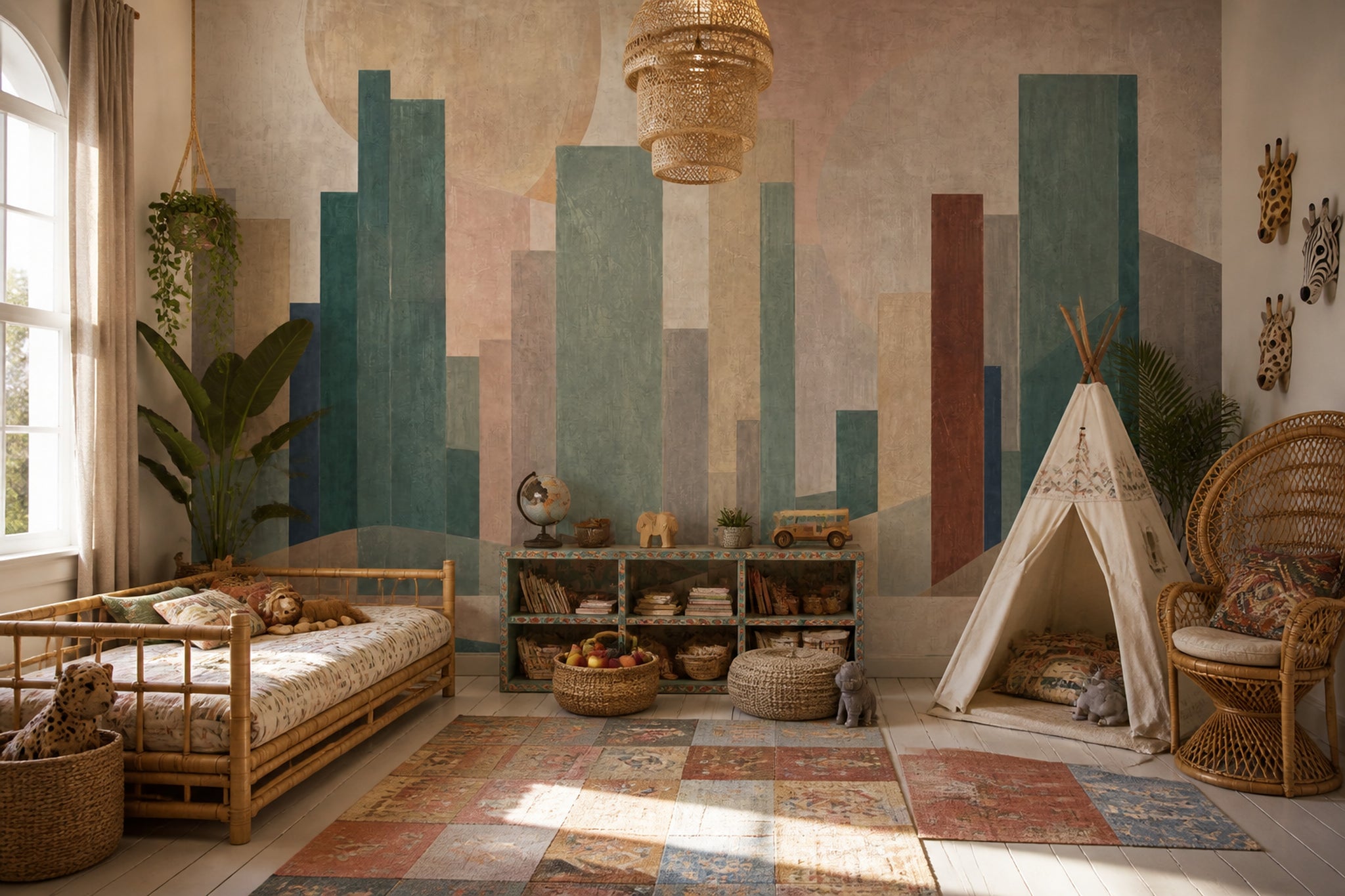 Mid Century Modern Wallpaper Geometric Removable Wall Decor