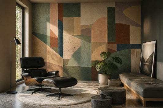 Mid Century Modern Wallpaper Geometric Shapes Removable Abstract Wall Decor