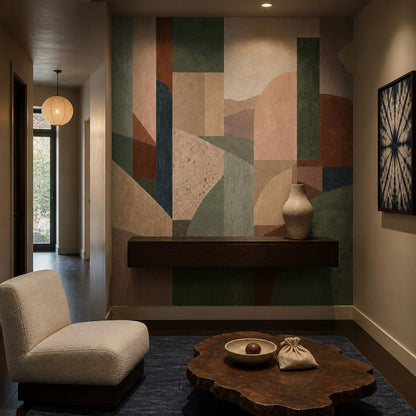 Mid Century Modern Wallpaper Geometric Shapes Removable Abstract Wall Decor