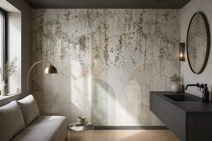 Wisteria Blossoms Wallpaper Botanical Vines Watercolor Mural Wall Mural