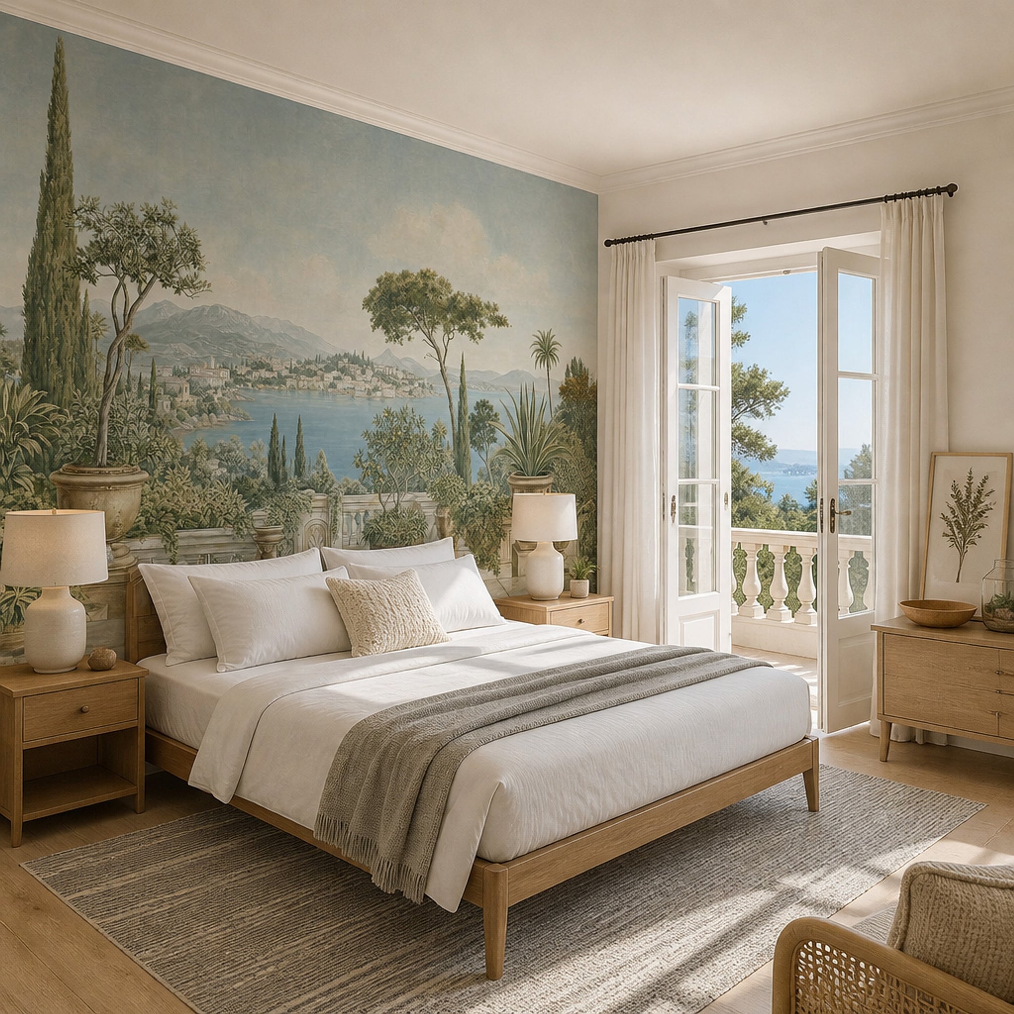 Scenic Landscape Wallpaper Coastal View Removable Bay Panorama Wall Decor