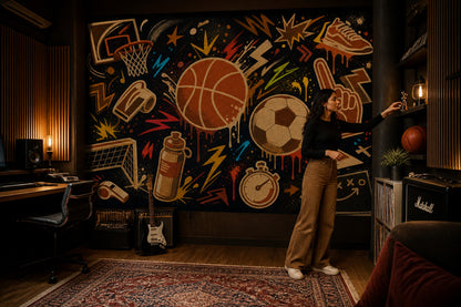 Grunge Texture Wallpaper Urban Sports Removable Graffiti Wall Decor
