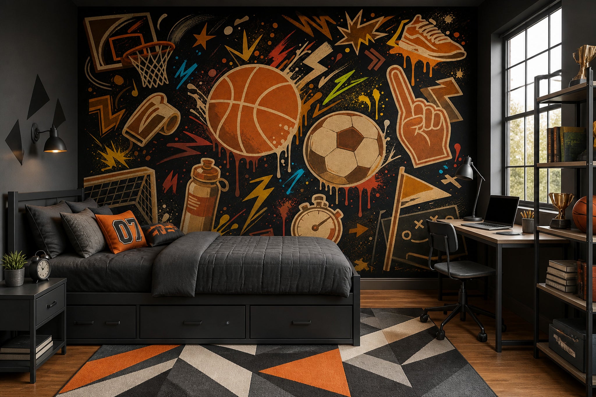Grunge Texture Wallpaper Urban Sports Removable Graffiti Wall Decor
