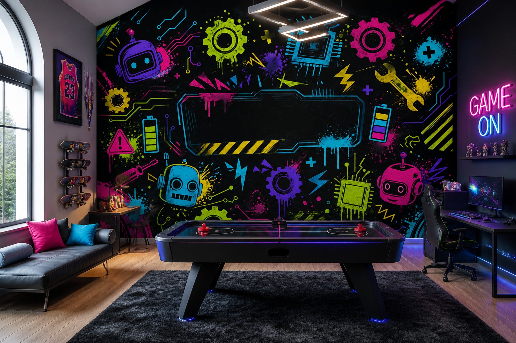 Robotics Wallpaper Neon Circuit Board Removable Wall Decor