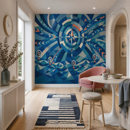 Mid Century Modern Wallpaper Geometric Removable Abstract Wall Decor