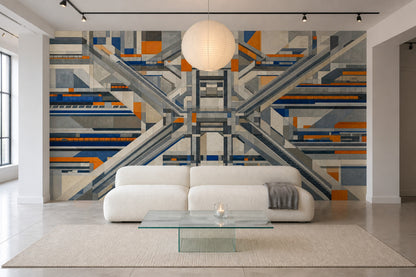 Abstract Geometric Wallpaper Architectural Industrial Modern Removable Wall Decor