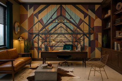 Industrial Interior Wallpaper Geometric Art Deco Removable Wall Decor