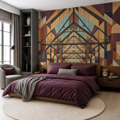 Industrial Interior Wallpaper Geometric Art Deco Removable Wall Decor