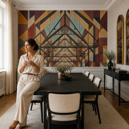 Industrial Interior Wallpaper Geometric Art Deco Removable Wall Decor