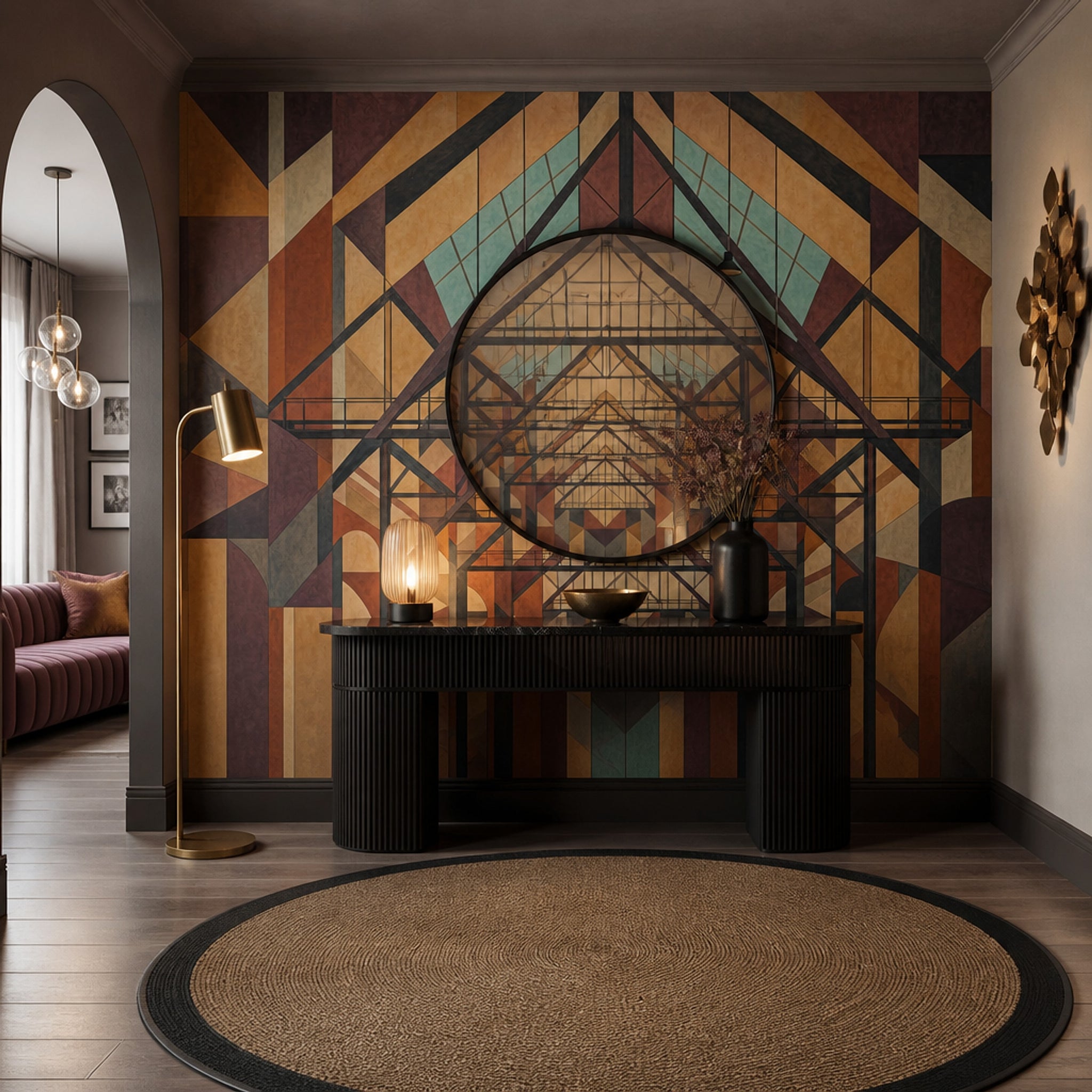 Industrial Interior Wallpaper Geometric Art Deco Removable Wall Decor