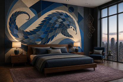 Art Deco Wallpaper Geometric Abstract Mythical Bird Wall Mural