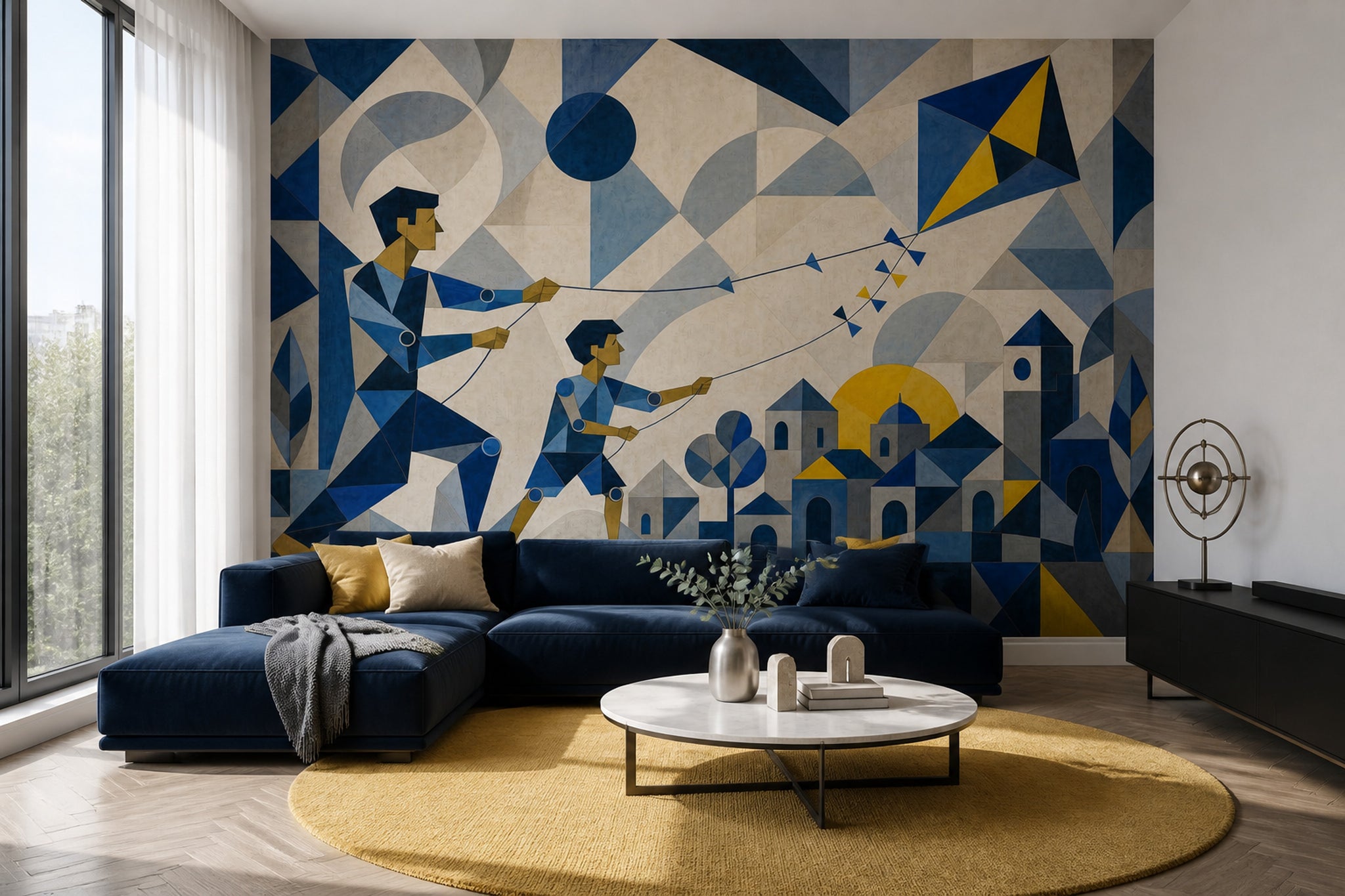 Mid Century Modern Wallpaper Geometric Removable Wall Decor