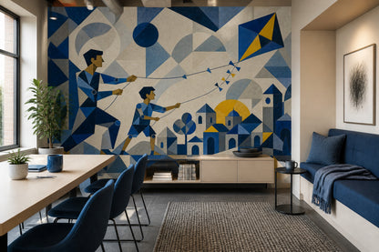 Mid Century Modern Wallpaper Geometric Removable Wall Decor