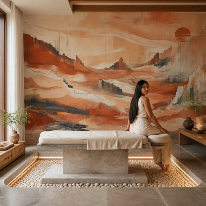Abstract Desert Wallpaper Canyon Landscape Terracotta Wall Mural