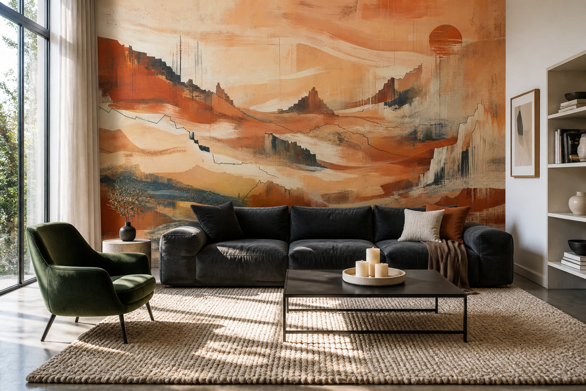 Abstract Desert Wallpaper Canyon Landscape Terracotta Wall Mural