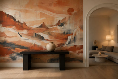 Abstract Desert Wallpaper Canyon Landscape Terracotta Wall Mural