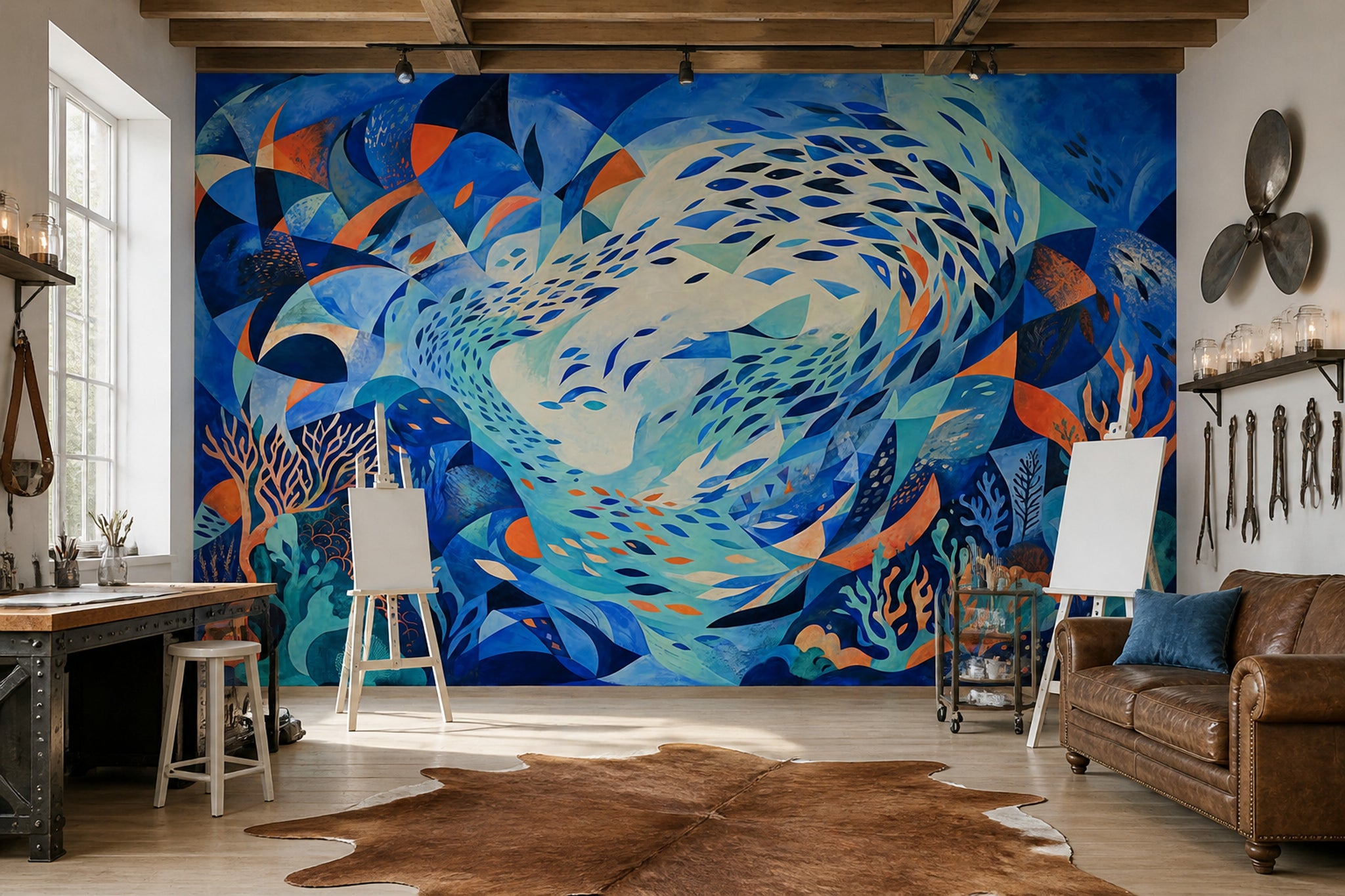 Underwater Reef Wallpaper Abstract Ocean Bright Aquatic Removable Wall Decor