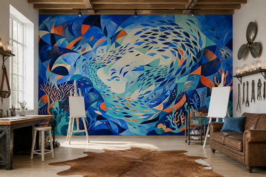 Underwater Reef Wallpaper Abstract Ocean Bright Aquatic Removable Wall Decor