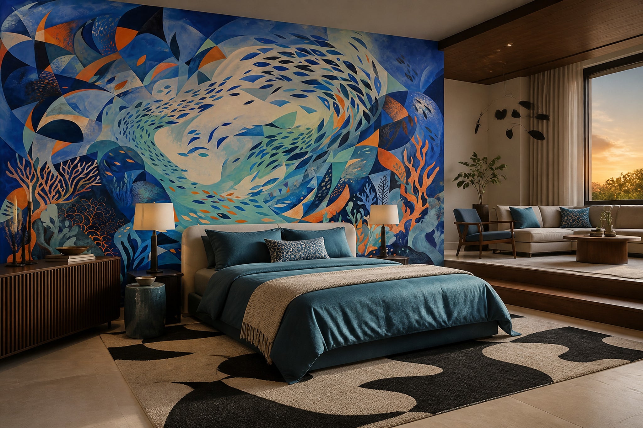 Underwater Reef Wallpaper Abstract Ocean Bright Aquatic Removable Wall Decor