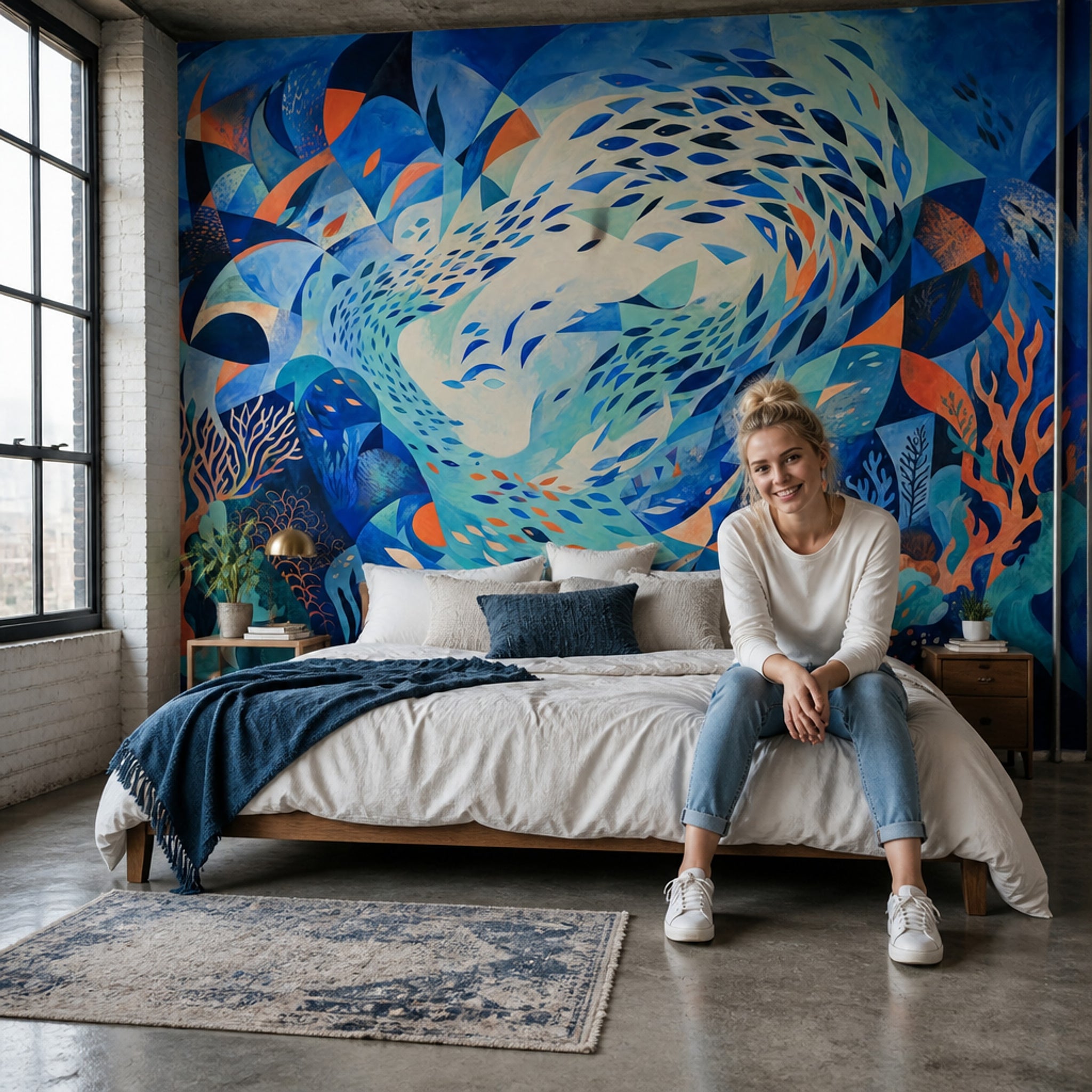 Underwater Reef Wallpaper Abstract Ocean Bright Aquatic Removable Wall Decor