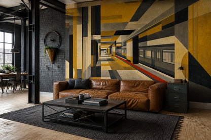 Subway Station Wallpaper Geometric Removable Industrial Wall Decor