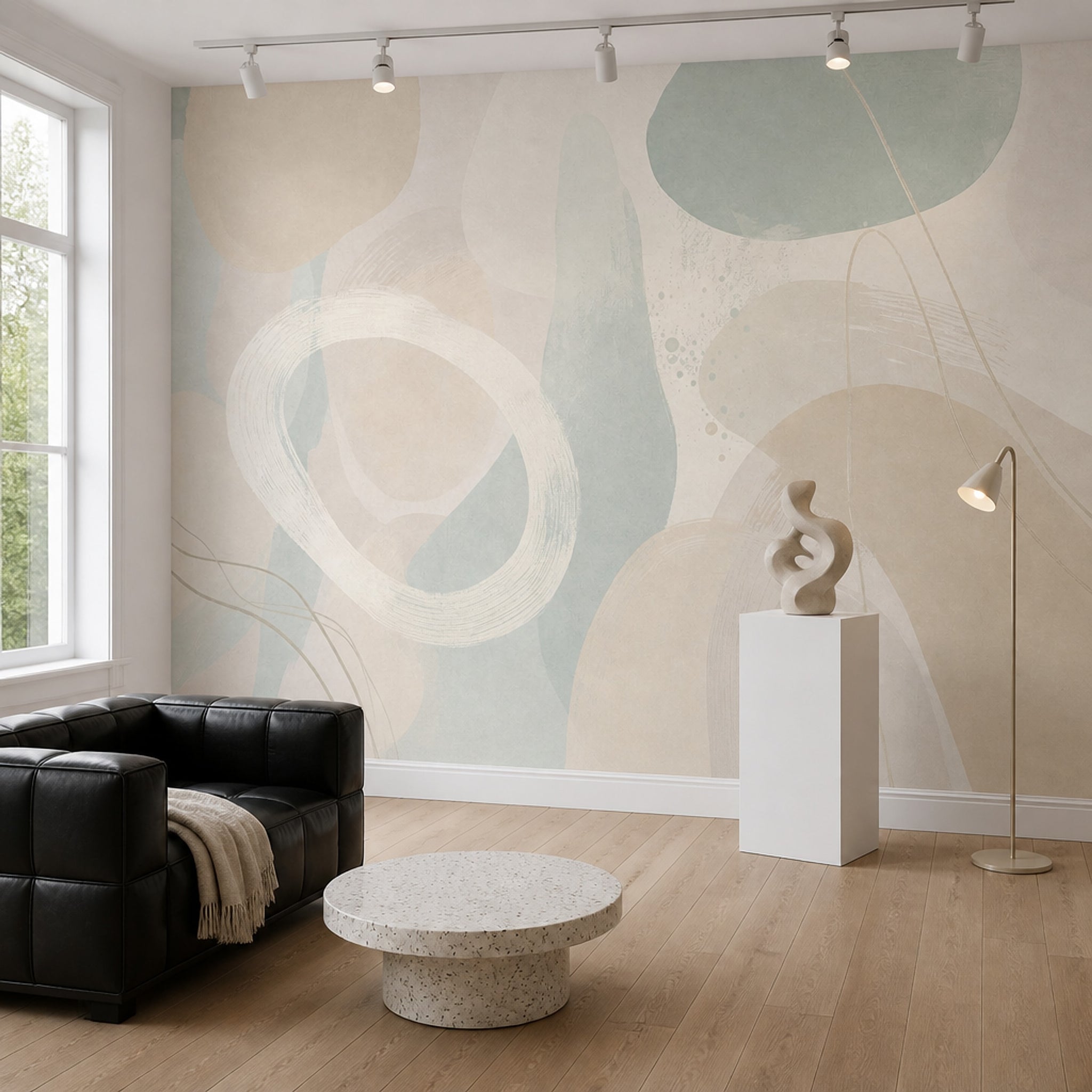 Abstract Wallpaper Geometric Shapes Removable Soft Pastel Wall Decor