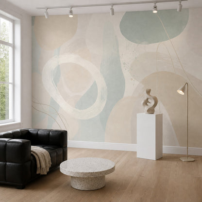 Abstract Wallpaper Geometric Shapes Removable Soft Pastel Wall Decor