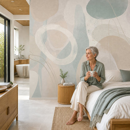 Abstract Wallpaper Geometric Shapes Removable Soft Pastel Wall Decor
