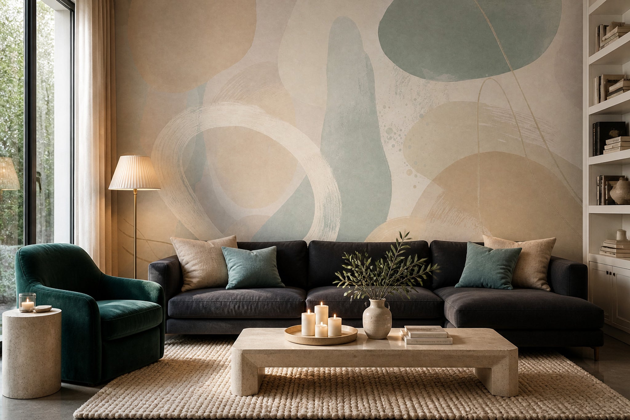 Abstract Wallpaper Geometric Shapes Removable Soft Pastel Wall Decor