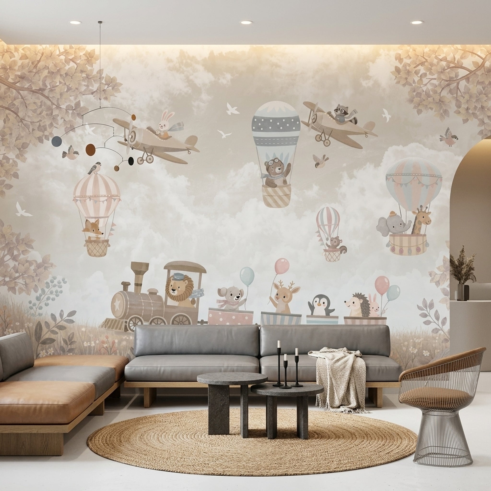 Beige Clouds Wallpaper Pastel Sky Watercolor Removable Wall Decor