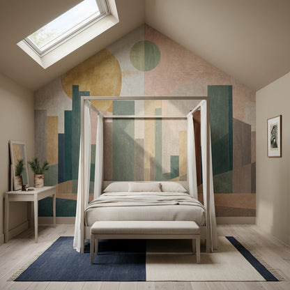 Mid Century Modern Wallpaper Geometric Removable Wall Decor
