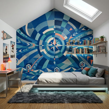 Mid Century Modern Wallpaper Geometric Removable Abstract Wall Decor