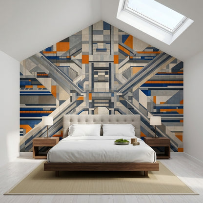Abstract Geometric Wallpaper Architectural Industrial Modern Removable Wall Decor