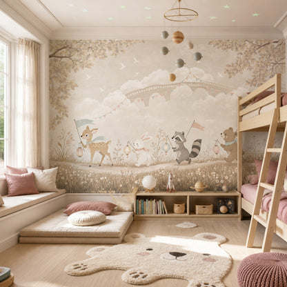 Woodland Animals Wallpaper Whimsical Nursery Removable Wall Decor