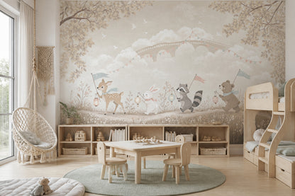 Woodland Animals Wallpaper Whimsical Nursery Removable Wall Decor