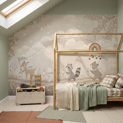 Woodland Animals Wallpaper Whimsical Nursery Removable Wall Decor