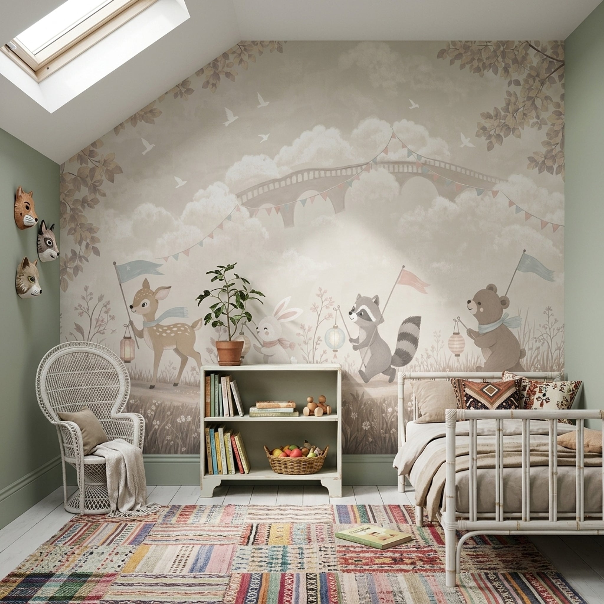 Woodland Animals Wallpaper Whimsical Nursery Removable Wall Decor