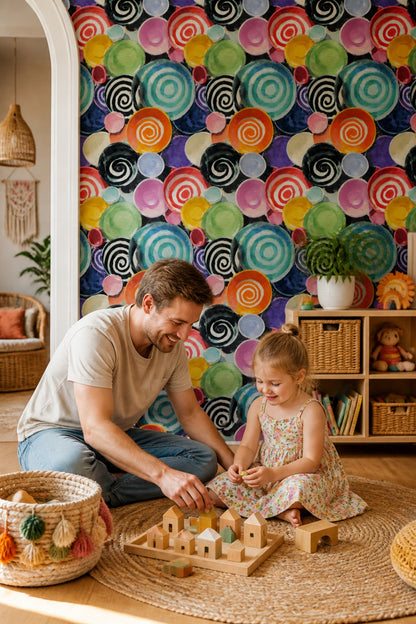 Geometric Circles Wallpaper Spirals Modern Art Decorative Mural