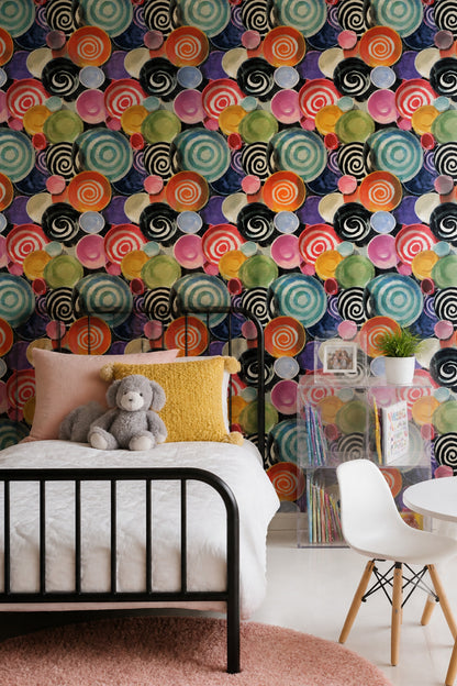 Geometric Circles Wallpaper Spirals Modern Art Decorative Mural