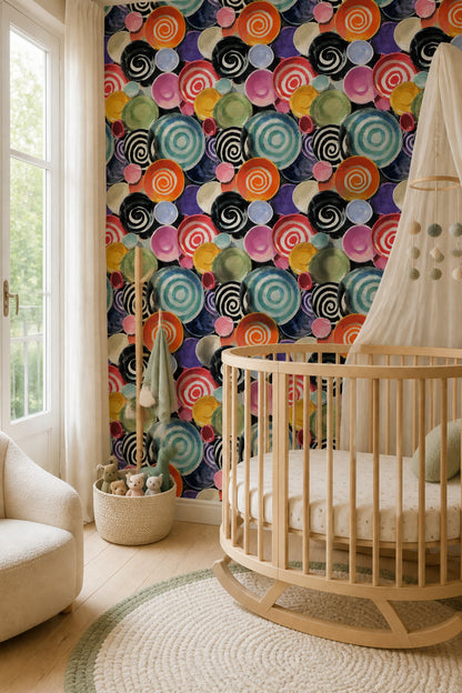 Geometric Circles Wallpaper Spirals Modern Art Decorative Mural