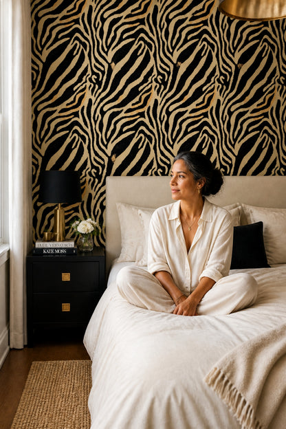 Zebra Print Wallpaper Animal Pattern Removable Abstract Stripes Wall Double Roll