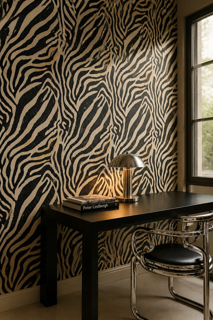 Zebra Print Wallpaper Animal Pattern Removable Abstract Stripes Wall Double Roll