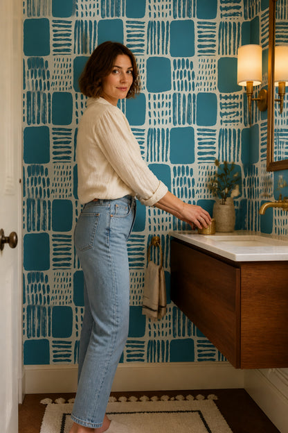 Abstract Wallpaper Geometric Removable Brushstroke Wall Double Roll